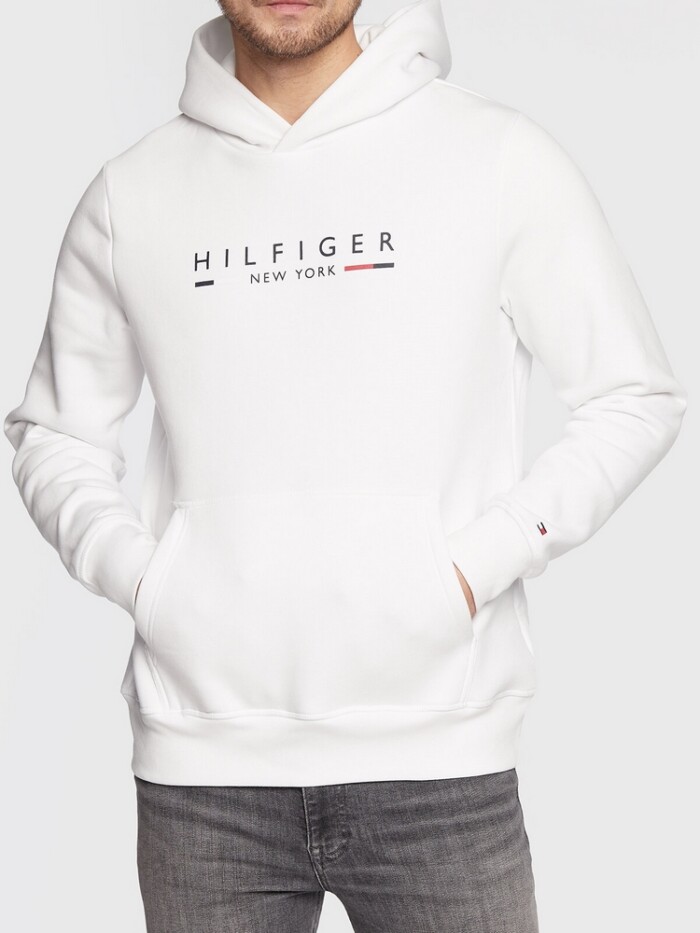Felpa con Cappuccio e Logo Stampato - TOMMY HILFIGER - MW0MW29301YBR - Bianco