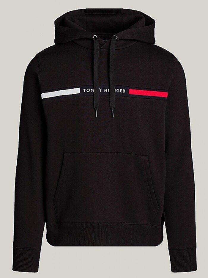 Felpa con Cappuccio e Logo su Inserto in Maglia - TOMMY HILFIGER - MW0MW37361BDS - Nero - immagine 3