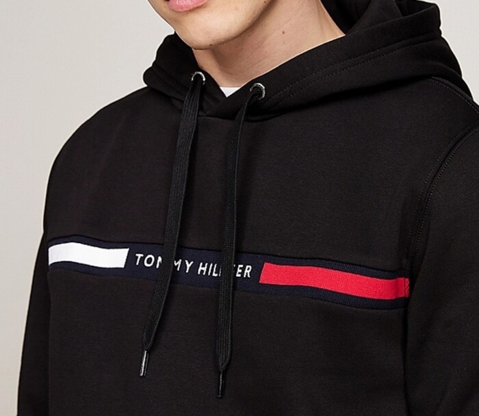 Felpa con Cappuccio e Logo su Inserto in Maglia - TOMMY HILFIGER - MW0MW37361BDS - Nero - immagine 2