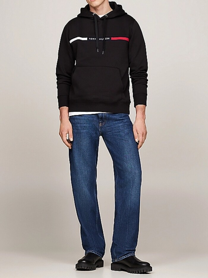 Felpa con Cappuccio e Logo su Inserto in Maglia - TOMMY HILFIGER - MW0MW37361BDS - Nero - immagine 5
