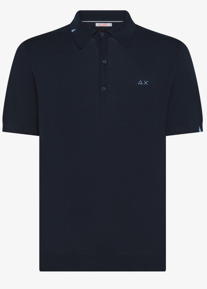 Polo Manica Corta in Filo di Cotone Leggero - SUN68 - K35107 - Blu