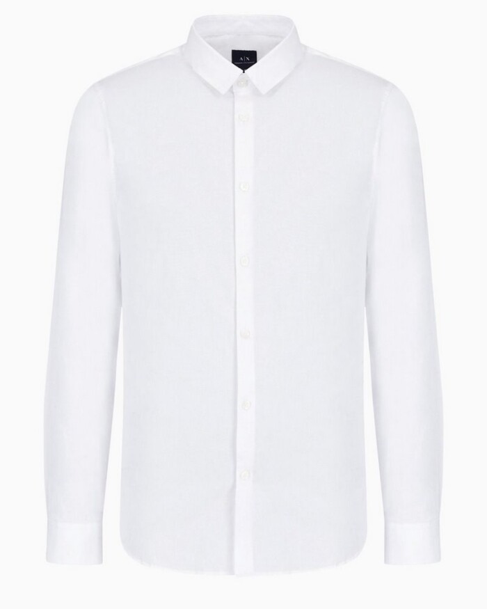 Camicia Slim Fit in Popeline di Cotone Elasticizzato - ARMANI | Exchange - 8NZC31ZN28Z1100 - Bianco - immagine 6