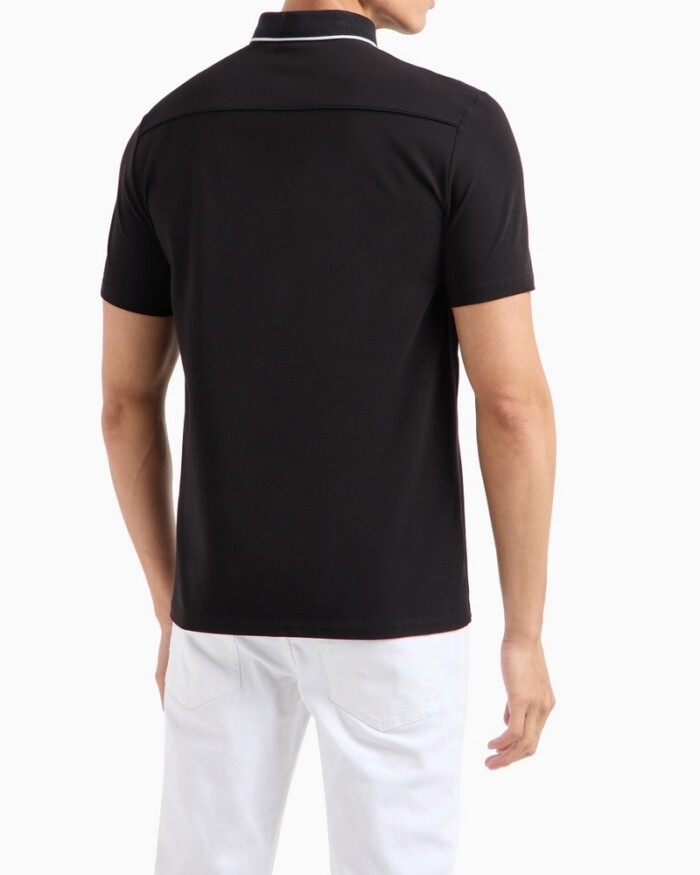 Polo Manica Corta in Piquet - ARMANI | Exchange - 8NZF70Z8M9Z1200 - Nero - immagine 4