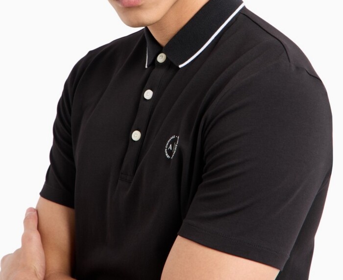 Polo Manica Corta in Piquet - ARMANI | Exchange - 8NZF70Z8M9Z1200 - Nero - immagine 2