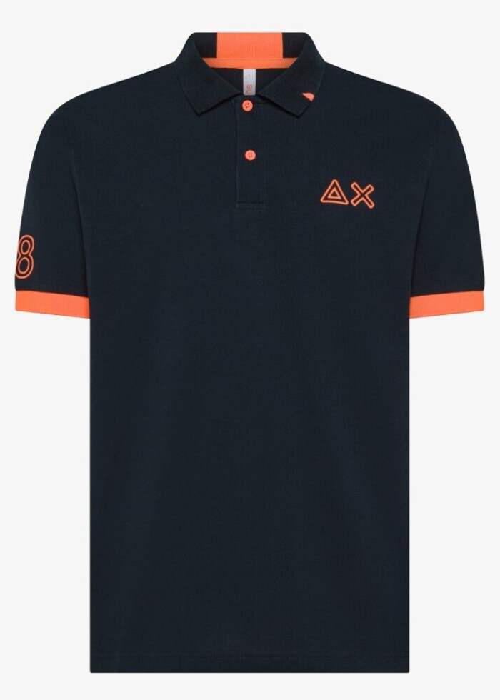 Polo Manica Corta Logo Fluo - SUN68 - K35122 - Blu