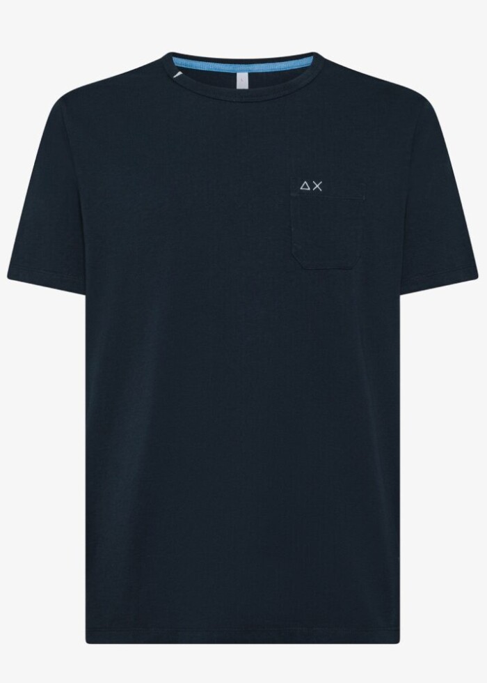 T-Shirt Manica Corta con Taschino - SUN68 - T35101 - Blu