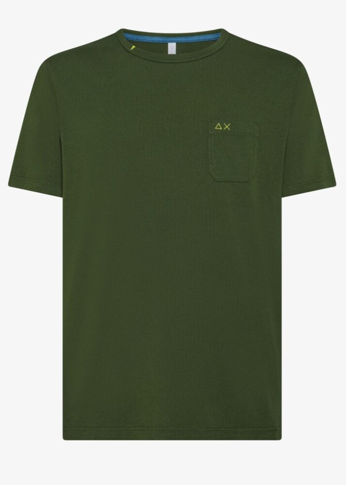 T-Shirt Manica Corta con Taschino - SUN68 - T35101 - Verde scuro