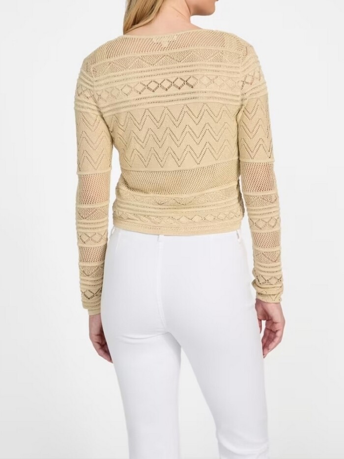 Cardigan in Maglia Lurex Traforata - GUESS - W5GR15 Z3E22 GLDL- Oro - immagine 5