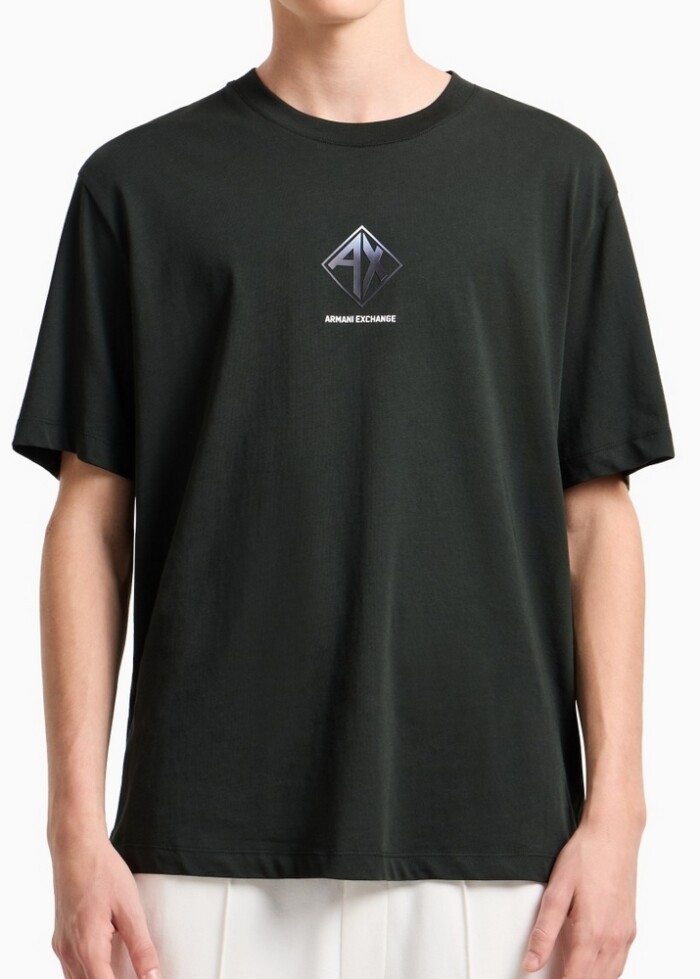 T-Shirt Regular Fit con Stampa Logo - ARMANI | Exchange - XM000276AF12308UB001 - Verde scuro