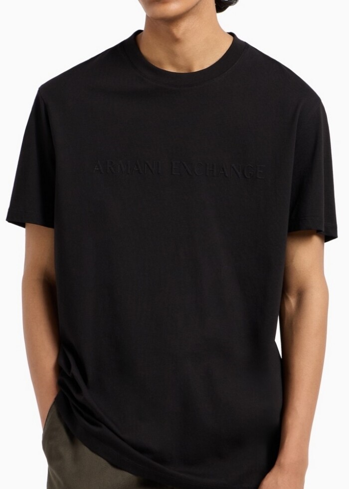 T-Shirt Regular Fit con Marchio a Rilievo - ARMANI | Exchange - XM000554AF10356UC001 - Nero