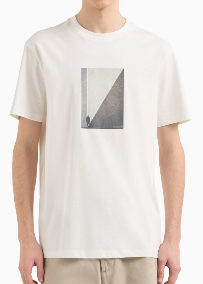 T-Shirt Regular Fit con Stampa Fotografica - ARMANI | Exchange - XM000753AF10361U0009 - Panna