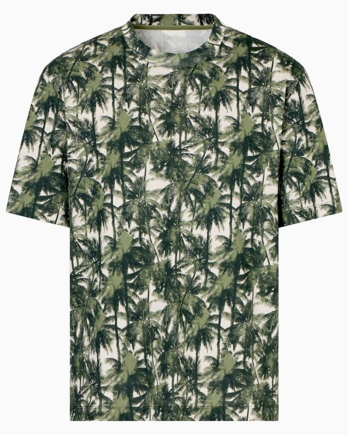 T-Shirt Regular Fit con Fantasia Palme - ARMANI | Exchange - XM001245AF10356F0039 - Verde - immagine 5
