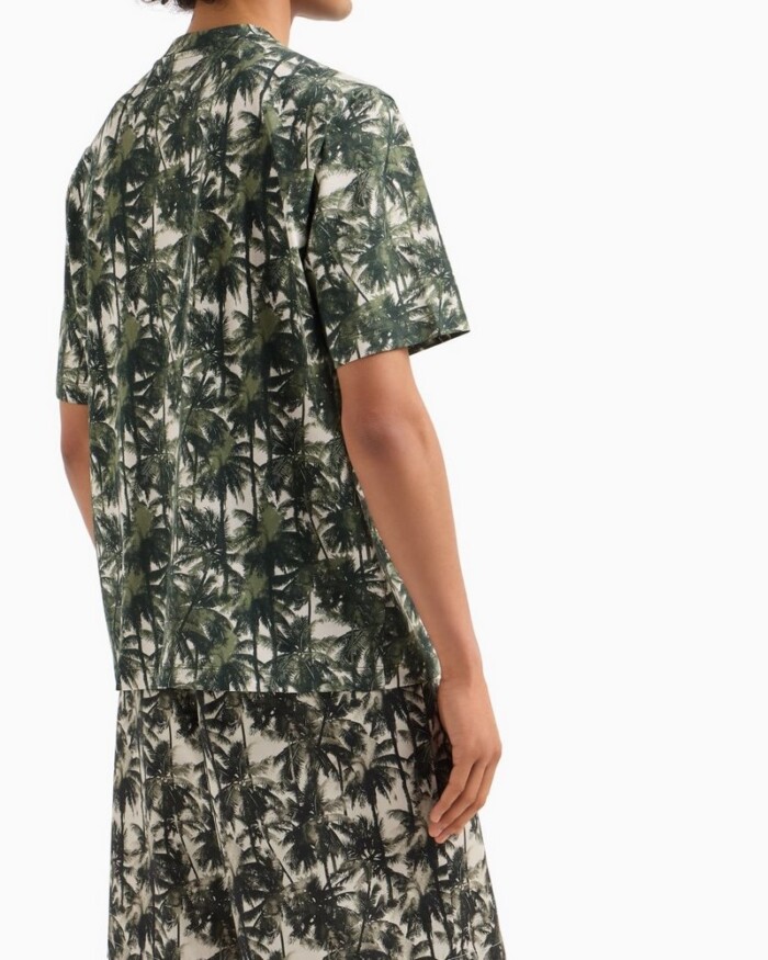 T-Shirt Regular Fit con Fantasia Palme - ARMANI | Exchange - XM001245AF10356F0039 - Verde - immagine 4