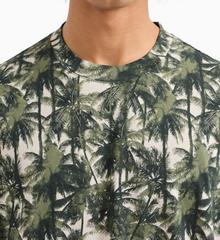 T-Shirt Regular Fit con Fantasia Palme - ARMANI | Exchange - XM001245AF10356F0039 - Verde - immagine 3